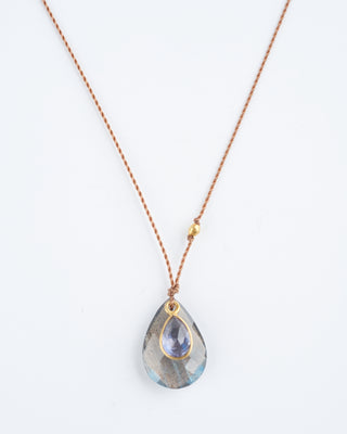 labradorite and tanzanite necklace with 18k gold bead - purple/ multi