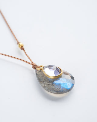labradorite and tanzanite necklace with 18k gold bead - purple/ multi