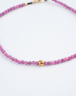 ruby and 18k gold bead bracelet- purple