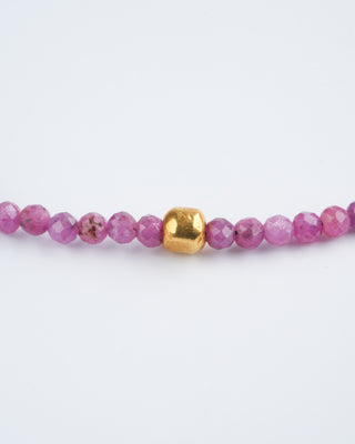 ruby and 18k gold bead bracelet- purple