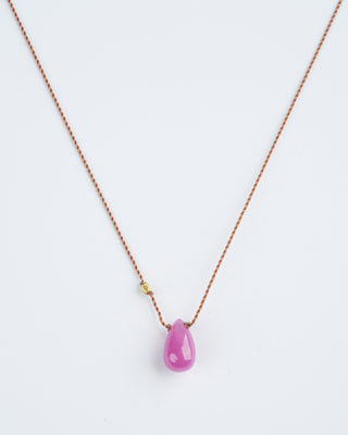 ruby necklace with 18k gold bead - pink