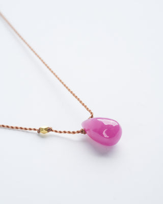 ruby necklace with 18k gold bead - pink