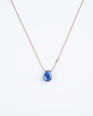 sapphire necklace with 18k gold bead - blue