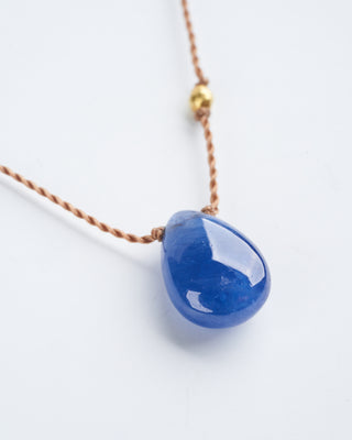 sapphire necklace with 18k gold bead - blue