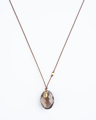 smokey quartz and diamond necklace with 18k gold bead - taupe