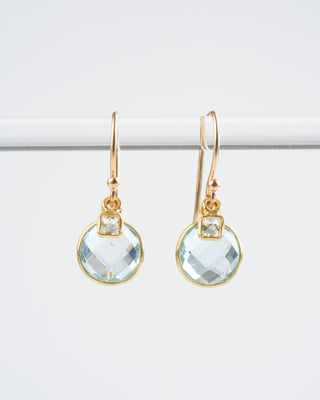 blue topaz / diamond earrings - blue