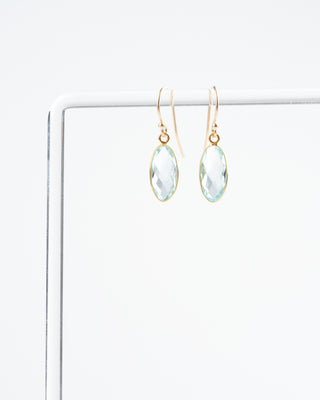 blue topaz gold long drop earrings - blue
