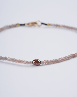 chocolate moonstone and rustic brown diamond beaded bracelet