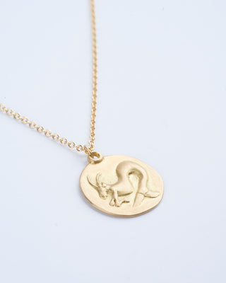 capricorn disc necklace - yellow gold