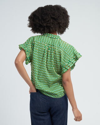 marianne b ruffle sleeve shirt - peridot paver