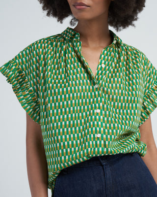 marianne b ruffle sleeve shirt - peridot paver