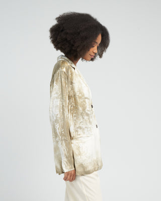 marmo effect silk boyfriend rever jacket - dark kaki