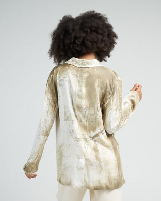 marmo effect silk boyfriend rever jacket - dark kaki