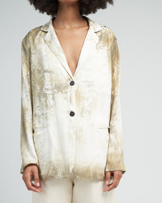 marmo effect silk boyfriend rever jacket - dark kaki