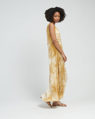 marmo effect v neck long dress - oil