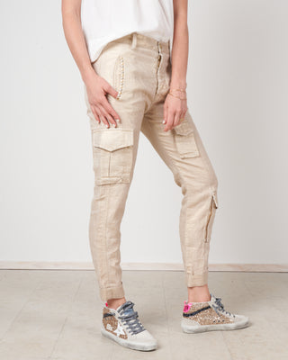 cargo linen pants - gold