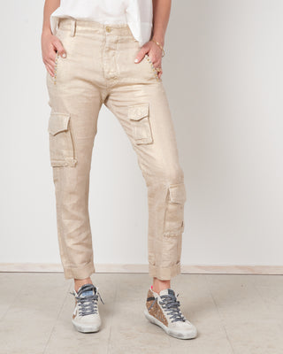 cargo linen pants - gold