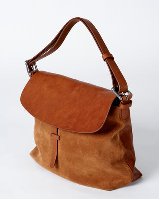 shoulder bag veg.tanned suede calf leather - cuoio