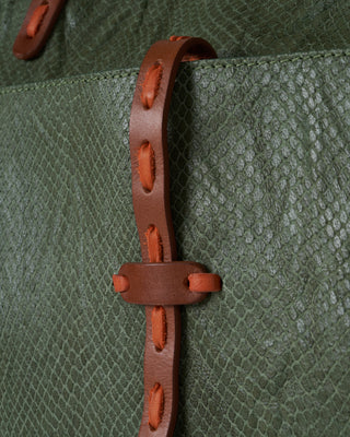 tote bag lamb leather-snake pattern - salvia