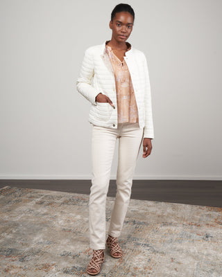 matte/shiny nylon reversible short jacket - bianco/chantilly