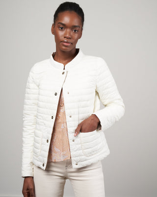 matte/shiny nylon reversible short jacket - bianco/chantilly