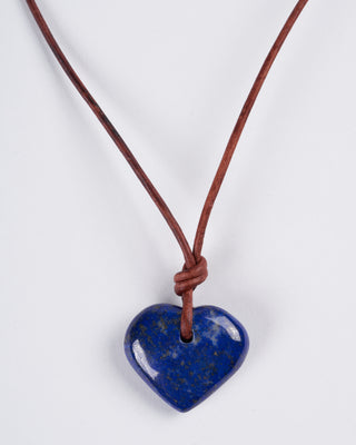 lapis heart on leather - stone blue