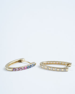 medium double sided oval sapphire and diamond hoops - multi