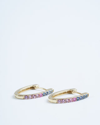 medium double sided oval sapphire and diamond hoops - multi