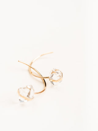 14k gold herkimer diamond tail back earrings
