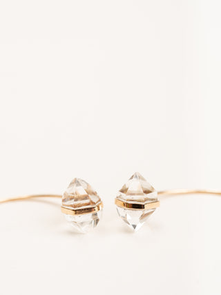 14k gold herkimer diamond tail back earrings