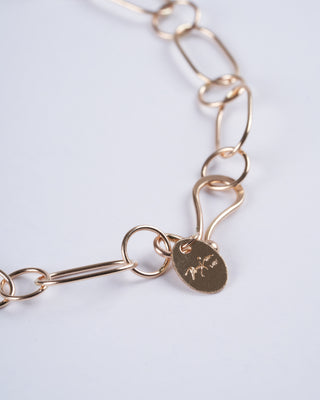 handmade 14k gold oval and round chain bracelet