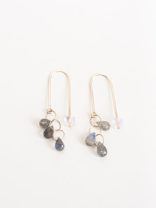 labrodorite 3 drop wire earrings