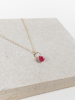 ruby single drop necklace