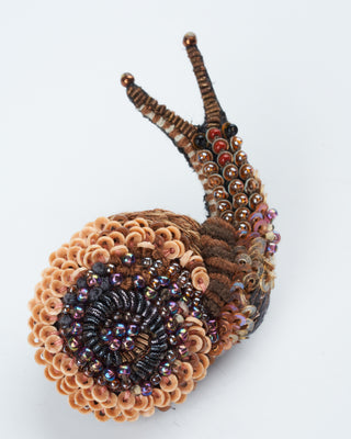 melting snail brooch pin - embroidery