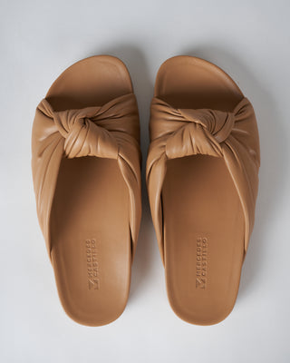 nora anatomic flat slide sandal - beige leather