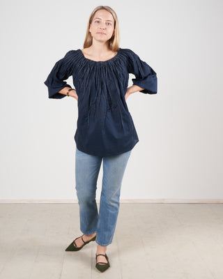 wilding blouse - navy/ivory