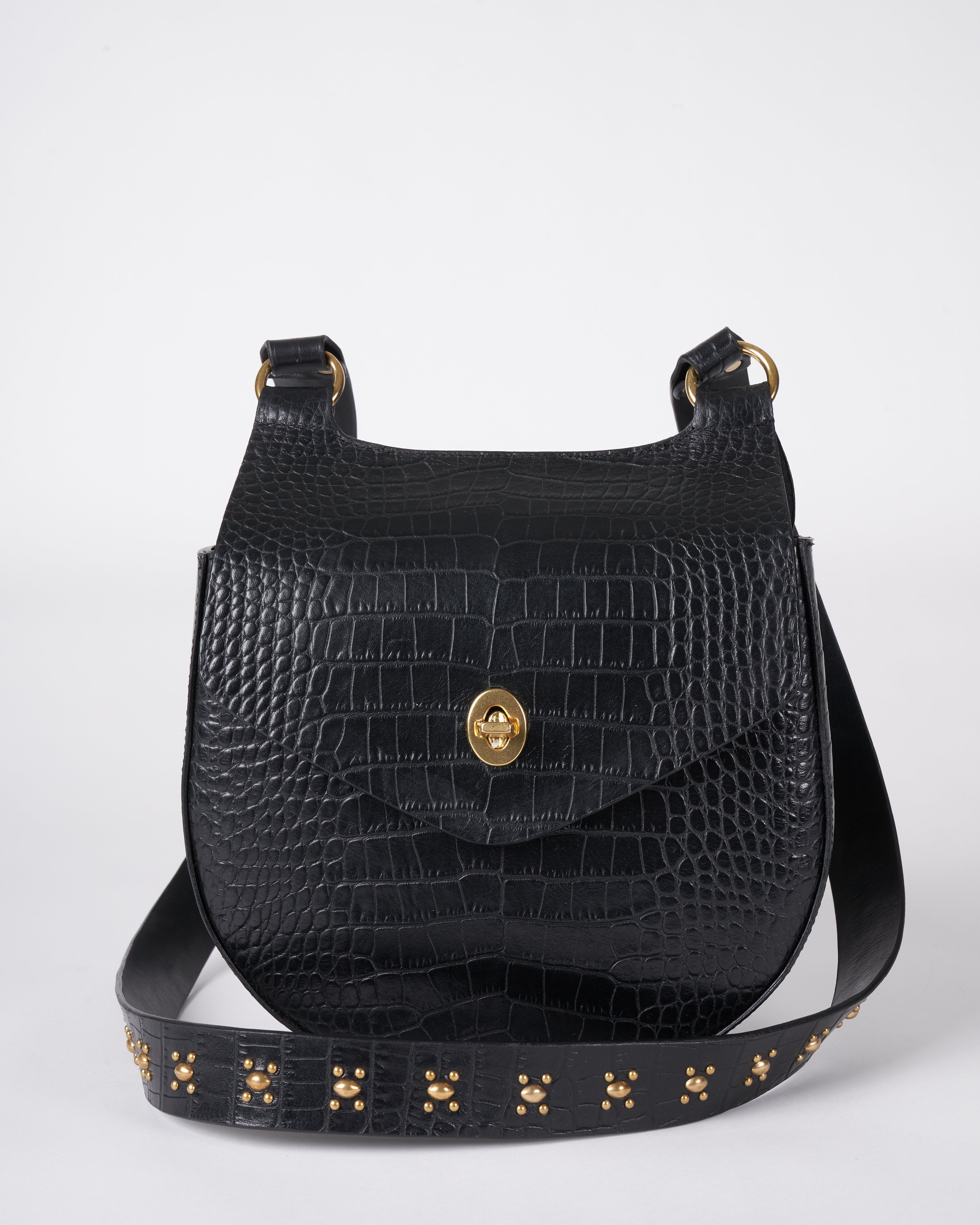 Calleen Cordero Messenger Bag Black Croc