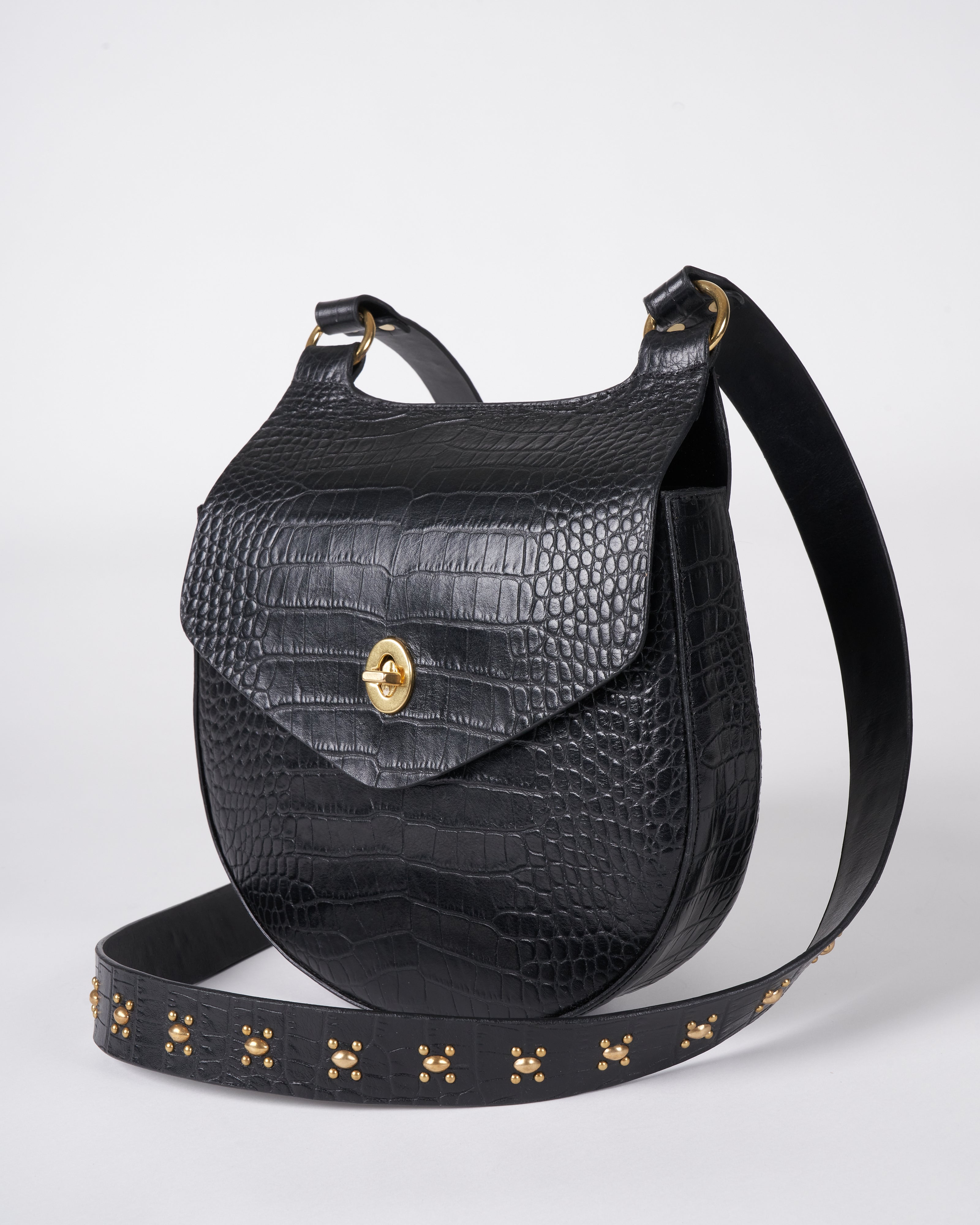 Calleen Cordero Messenger Bag Black Croc