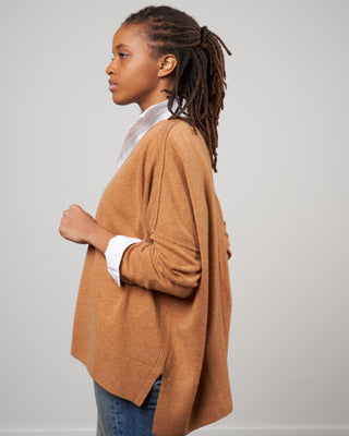 dropped shoulder cardigan - march brown