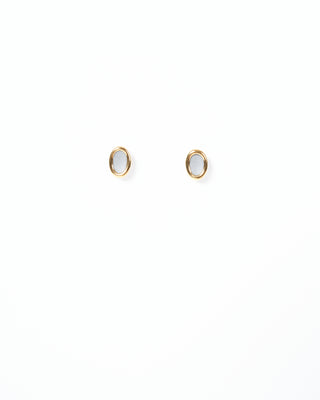 gold rimmed oval studs - grey