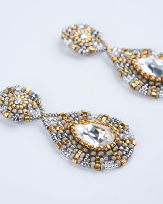 swarovski, miyuki earrings - silver/ gold