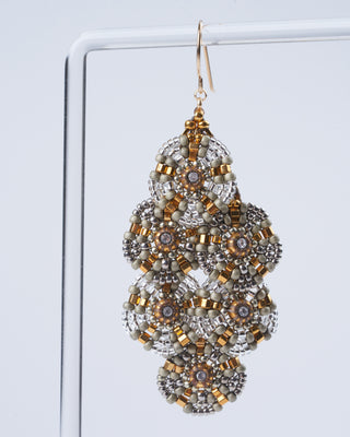 swarovski, miyuki earrings - silver/ gold