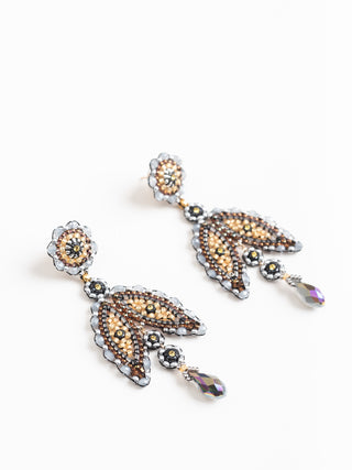 labradorite & silver miyuki bead earrings