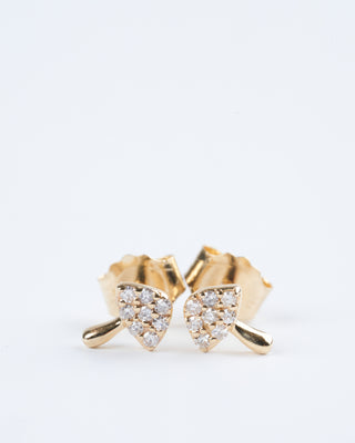mini diamond mushroom stud earrings - gold