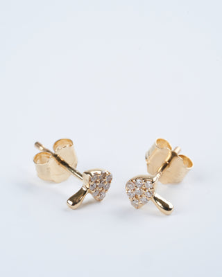 mini diamond mushroom stud earrings - gold