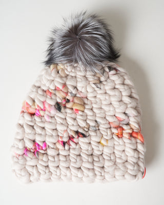 beanie - pink twombly/silver fox