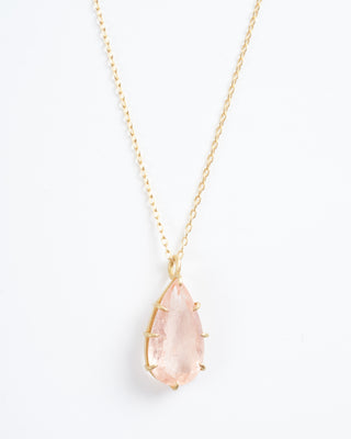 morganite teardrop gem set necklace - blush/peach