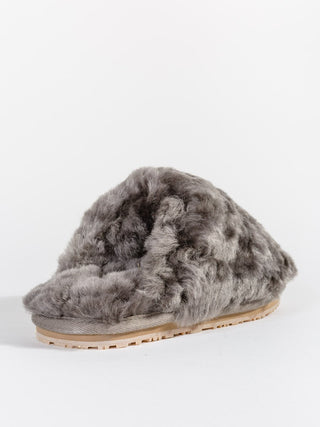 fur slipper - charcoal
