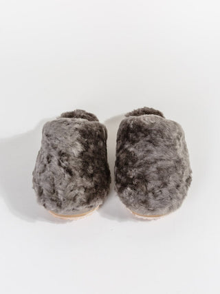 fur slipper - charcoal