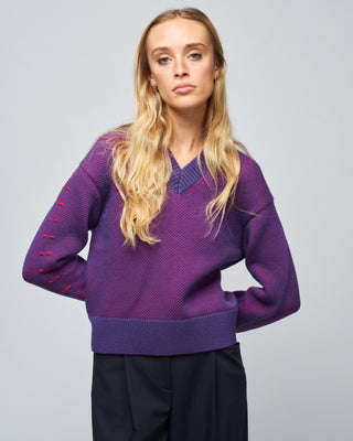 alice v-neck sweater - raspberry